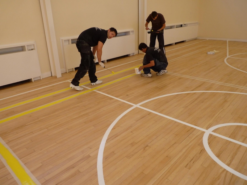 Hedland School in Cardiff making lines for basketball
